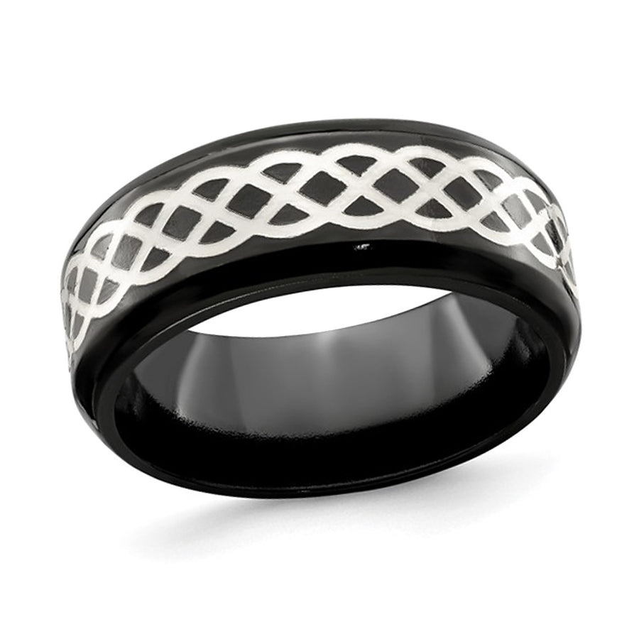 Mens Black Titanium Celtic Band Ring (9.00mm) Image 1