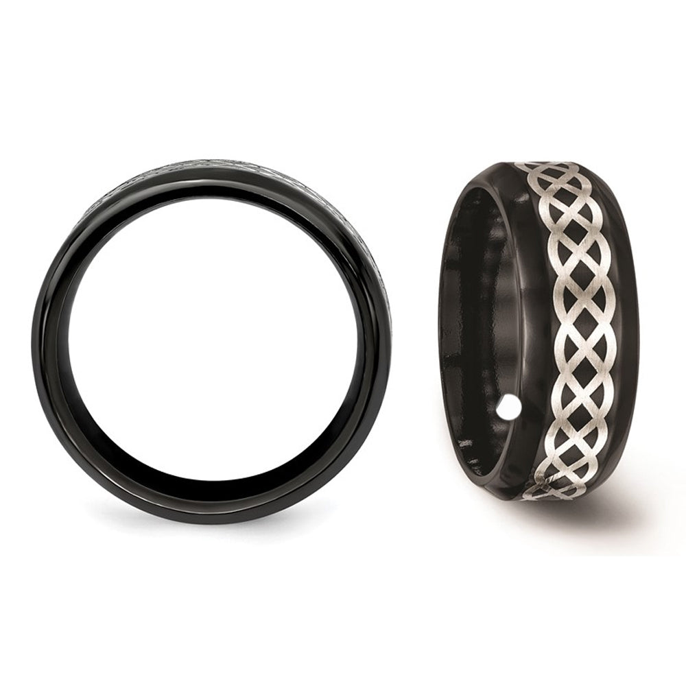 Mens Black Titanium Celtic Band Ring (9.00mm) Image 3