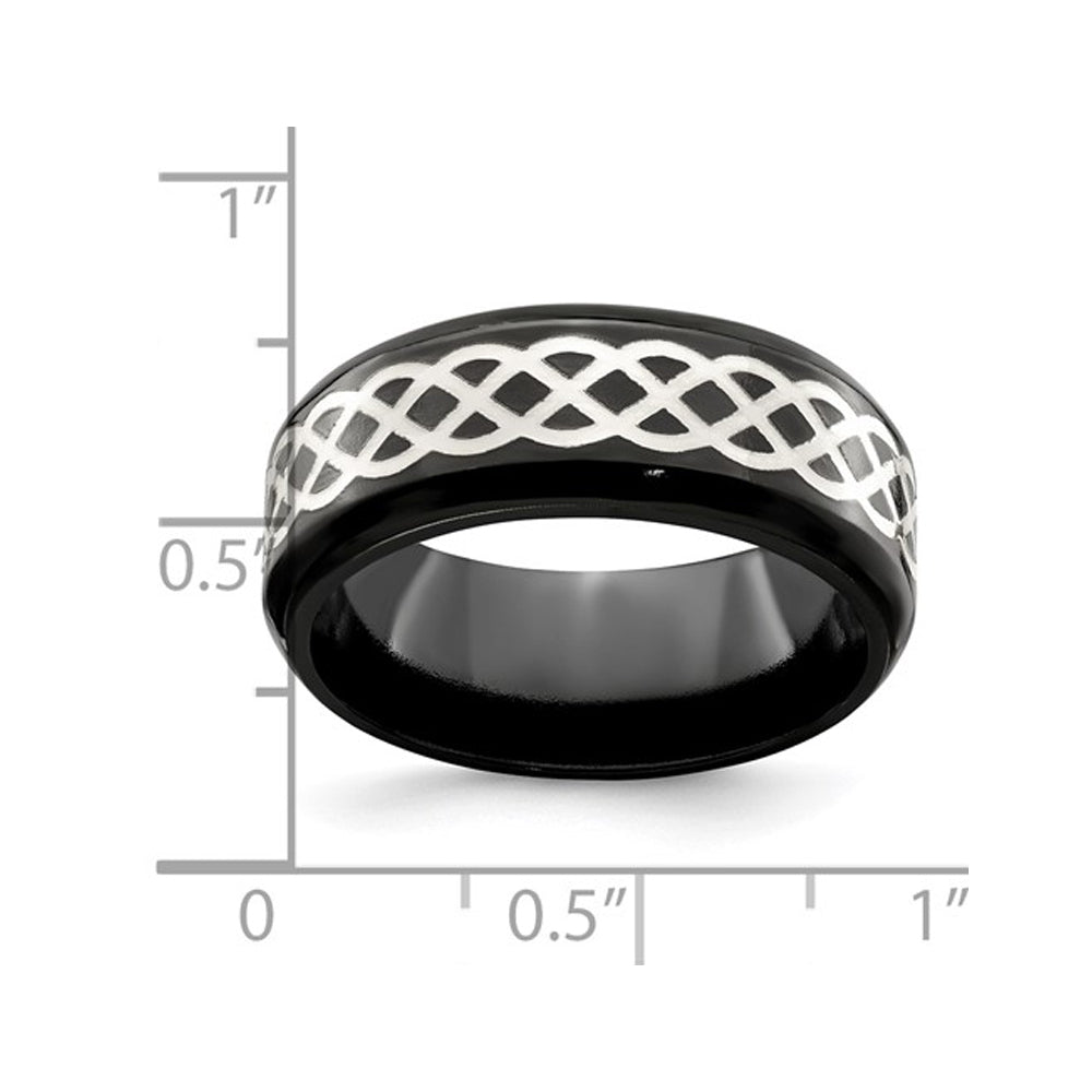 Mens Black Titanium Celtic Band Ring (9.00mm) Image 4