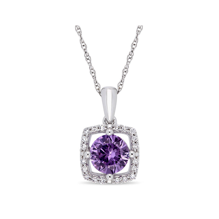 1.00 Carat (ctw) Lab-Created Alexandrite Solitaire Pendant Necklace in Sterling Silver with Chain Image 1