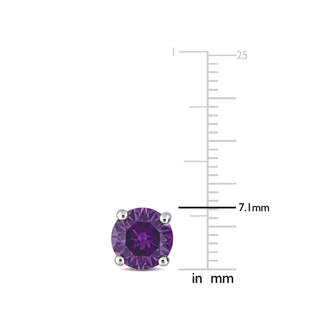 3.20 Carat (ctw) Lab-Created Alexandrite Solitaire Earrings in Sterling Silver Image 3