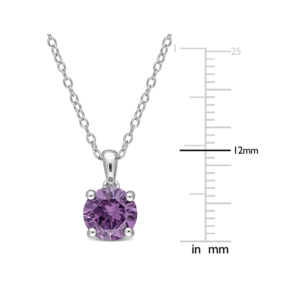 1.60 Carat (ctw) Lab-Created Alexandrite Solitaire Pendant Necklace in Sterling Silver with Chain Image 2