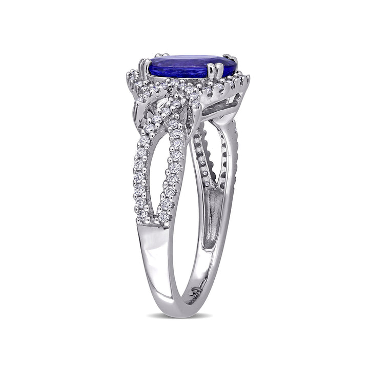 1.79 Carat (ctw) Oval Tanzanite Ring in 14K White Gold with Diamonds Image 2