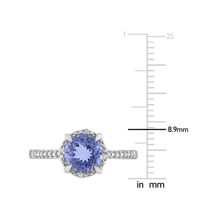 1.50 Carat (ctw) Tanzanite Solitaire Ring in 10K White Gold with Accent Diamonds Image 4
