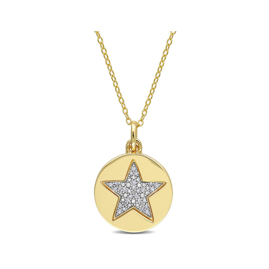 1/10 Carat (ctw) Diamond Star Charm Pendant Necklace in Sterling Silver with Chain Image 1