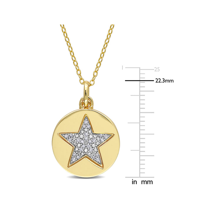 1/10 Carat (ctw) Diamond Star Charm Pendant Necklace in Sterling Silver with Chain Image 3