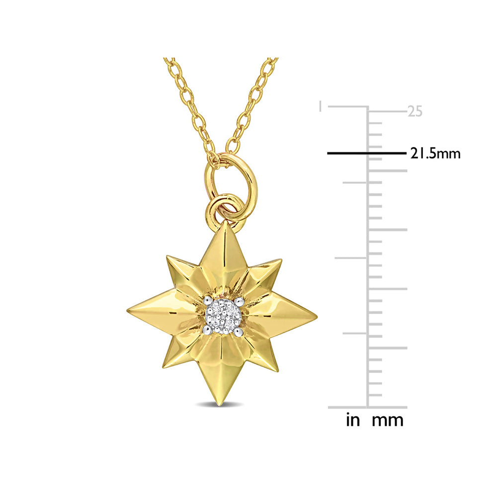 North Star Charm Pendant Necklace in Yellow Plated Sterling Silver Diamond Accent Image 2