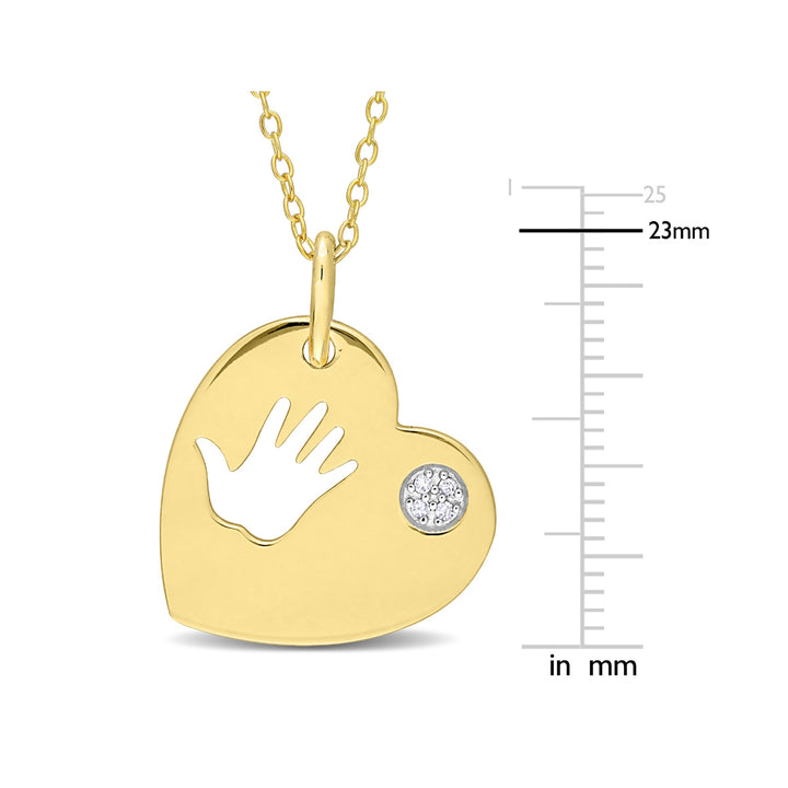 Hand Heart Charm Pendant Necklace in Yellow Plated Sterling Silver with Chain Image 2