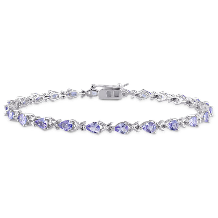 4.30 Carat (ctw) Tanzanite X-Link Bracelet in Sterling Silver Image 1