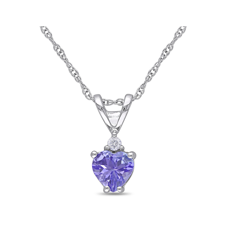 2/5 Carat (ctw) Tanzanite Heart Pendant Necklace in 10K White Gold with Chain Image 1