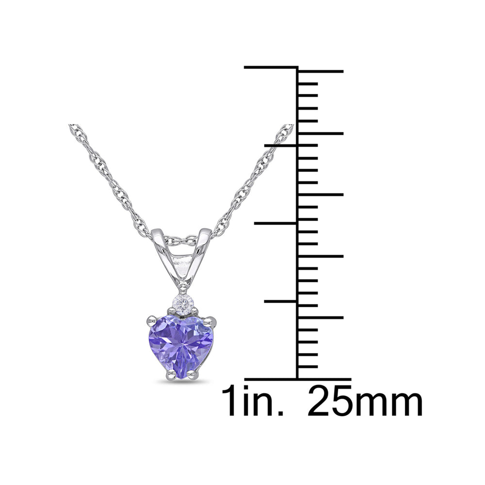 2/5 Carat (ctw) Tanzanite Heart Pendant Necklace in 10K White Gold with Chain Image 2