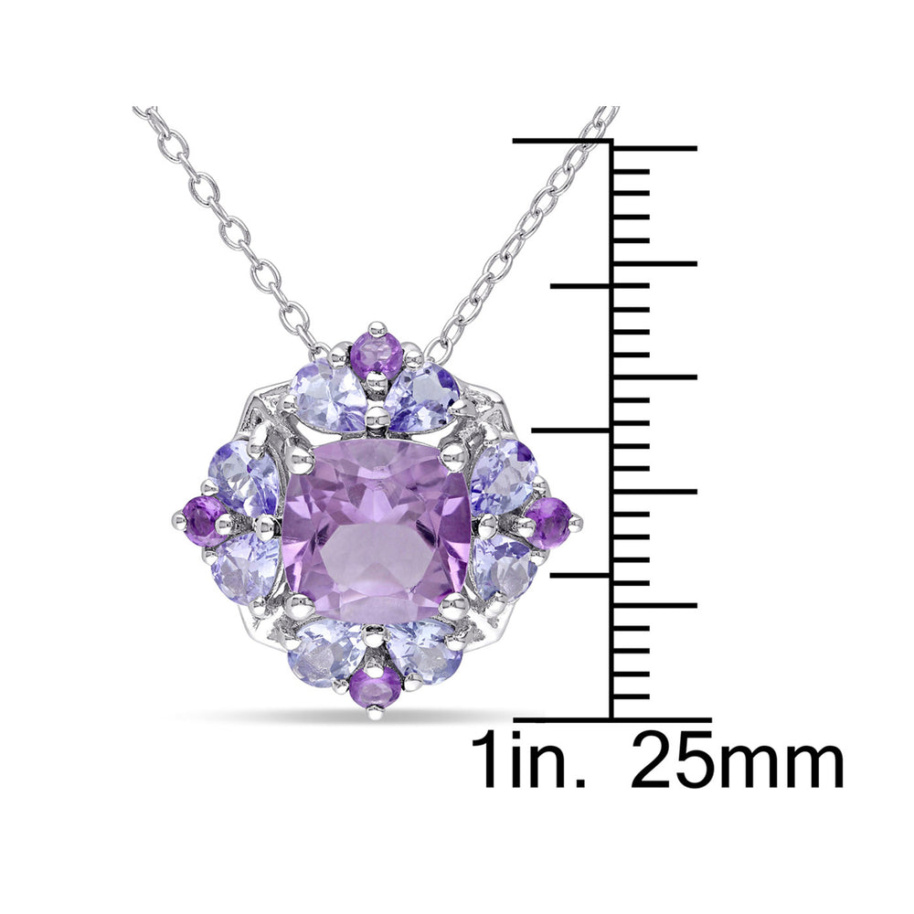 2.95 Carat (ctw) Amethyst and Tanzanite Pendant Necklace in Sterling Silver with Chain Image 2