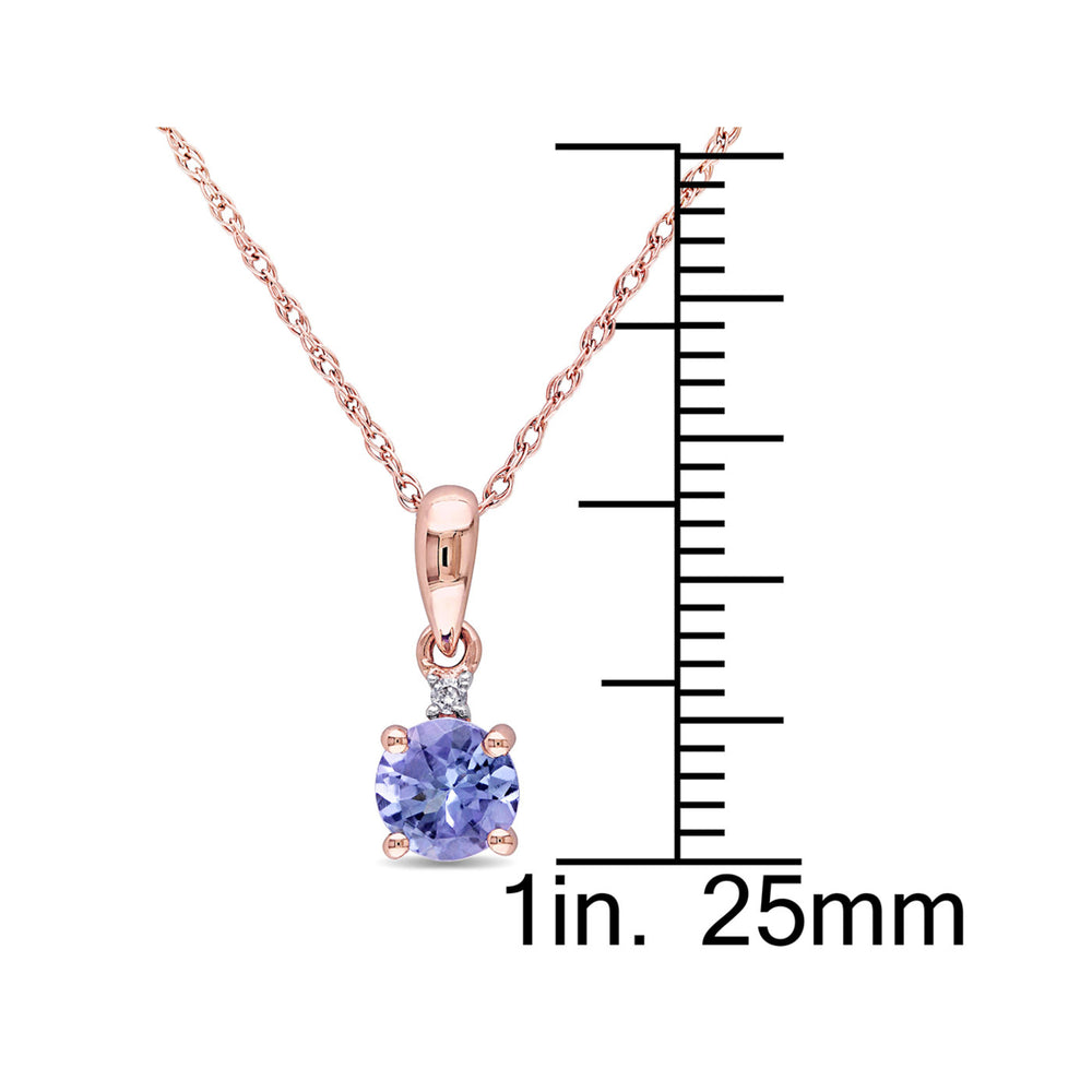 1/2 Carat (ctw) Tanzanite Solitaire Pendant Necklace in 10K Rose Pink Gold with Chain Image 2