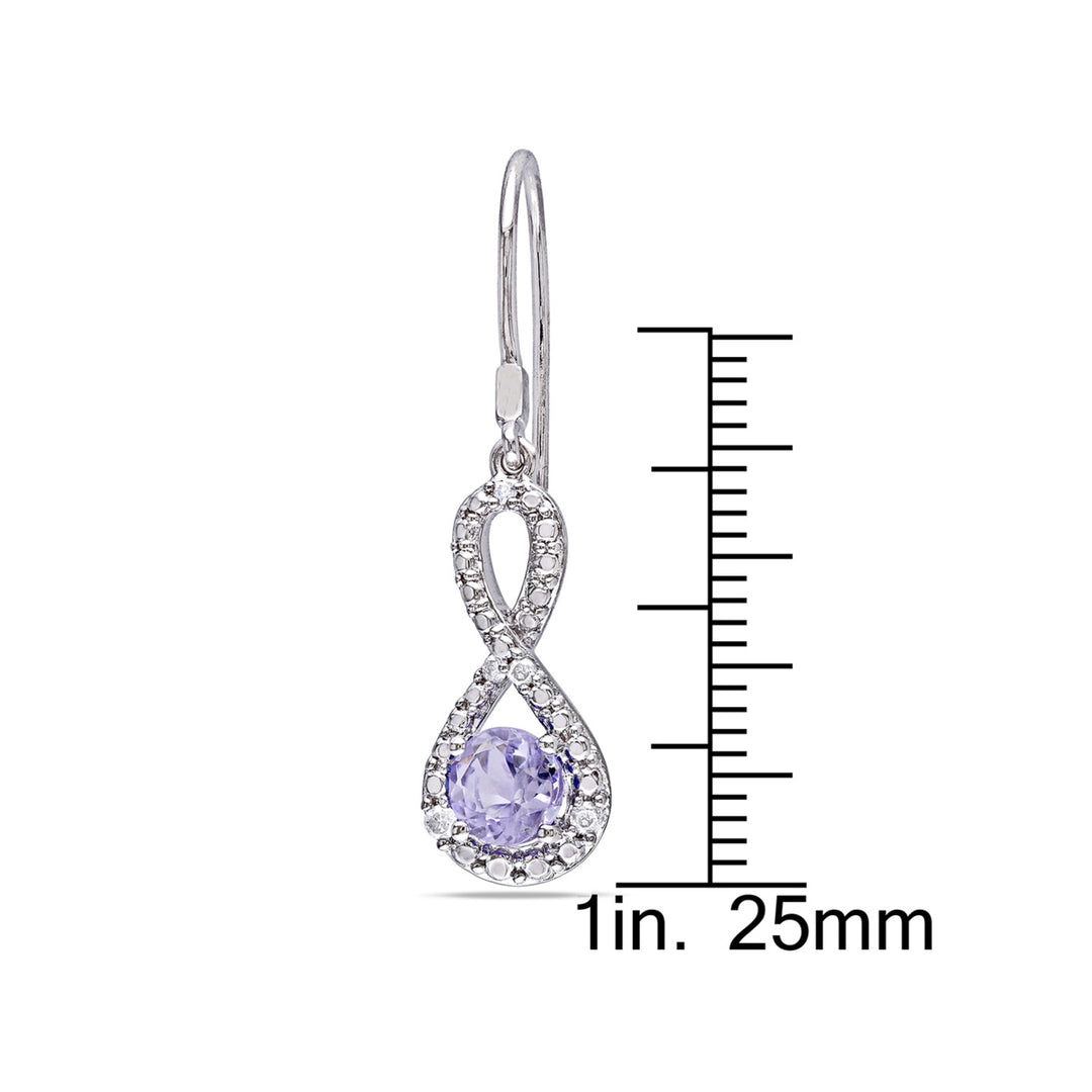 1.00 Carat (ctw) Tanzanite Drop Infinity Earrings in Sterling Silver Image 3