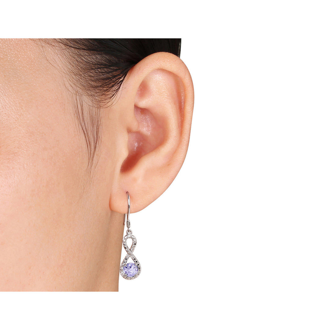 1.00 Carat (ctw) Tanzanite Drop Infinity Earrings in Sterling Silver Image 4