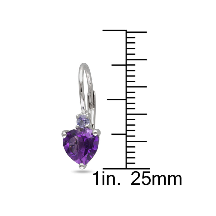 2.60 Carat (ctw) Amethyst and Tanzanite Leverback Earrings in Sterling Silver Image 3