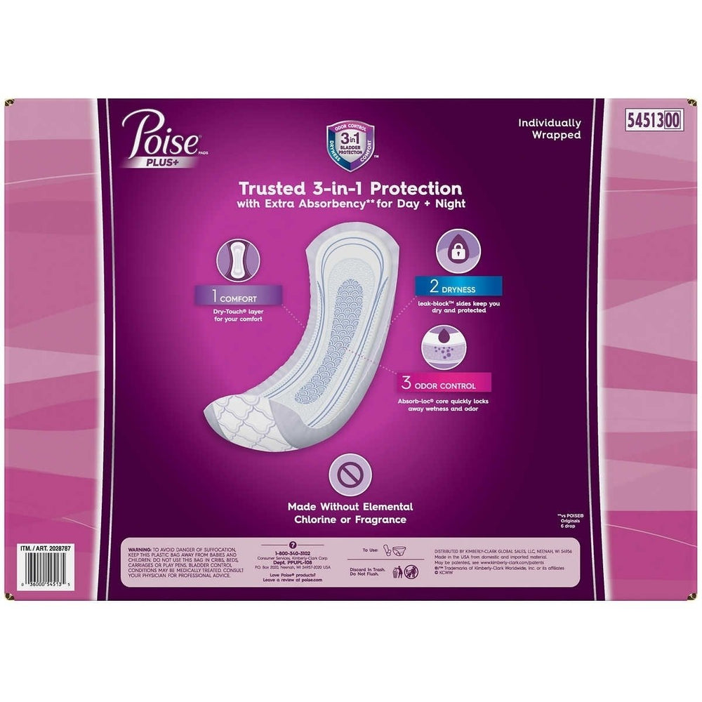 Poise Plus Ultimate Absorbency Long Pads108 Count Image 2