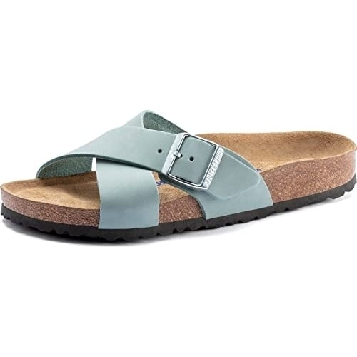 BIRKENSTOCK Womens Siena Sandal Faded Aqua Nubuck Soft Footbed 1021553 Narrow Image 1