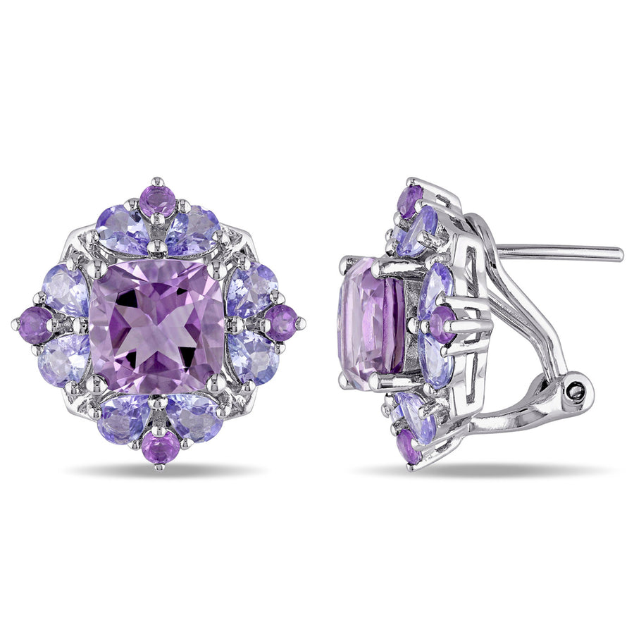 5.85 Carat (ctw) Amethyst and Tanzanite Earrings in Sterling Silver Image 1