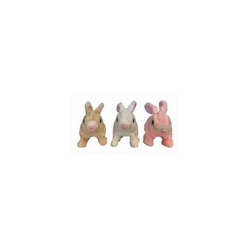 2 ASSORTED COLOR FUZZY HOPPING WALKING BUNNY WITH SOUND easter rabbit bunnies baby toy Image 1