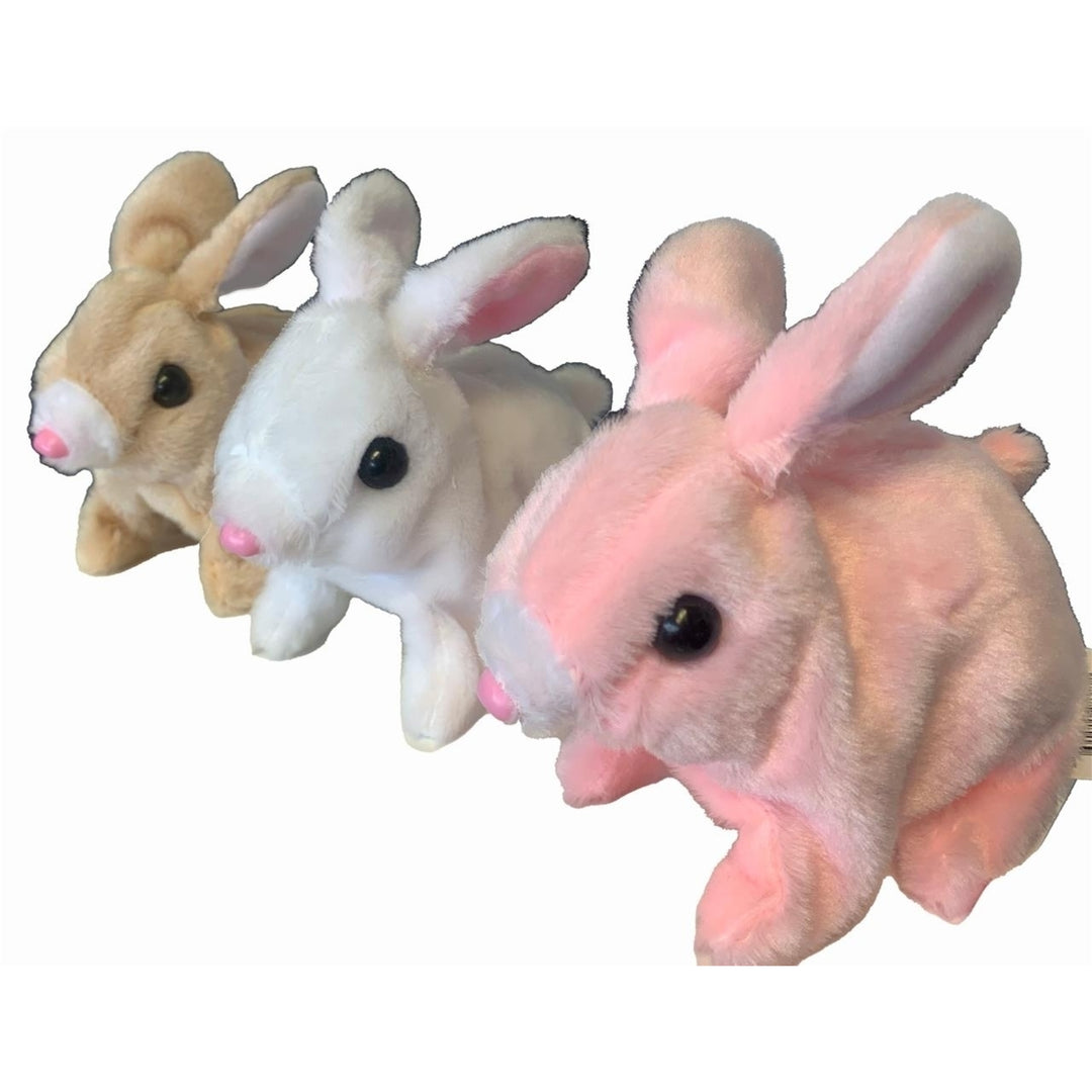 1 PIECE OF  ASSORTED COLOR  FUZZY HOPPING WALKING BUNNY WITH SOUND easter rabbit bunnies baby toy Image 3