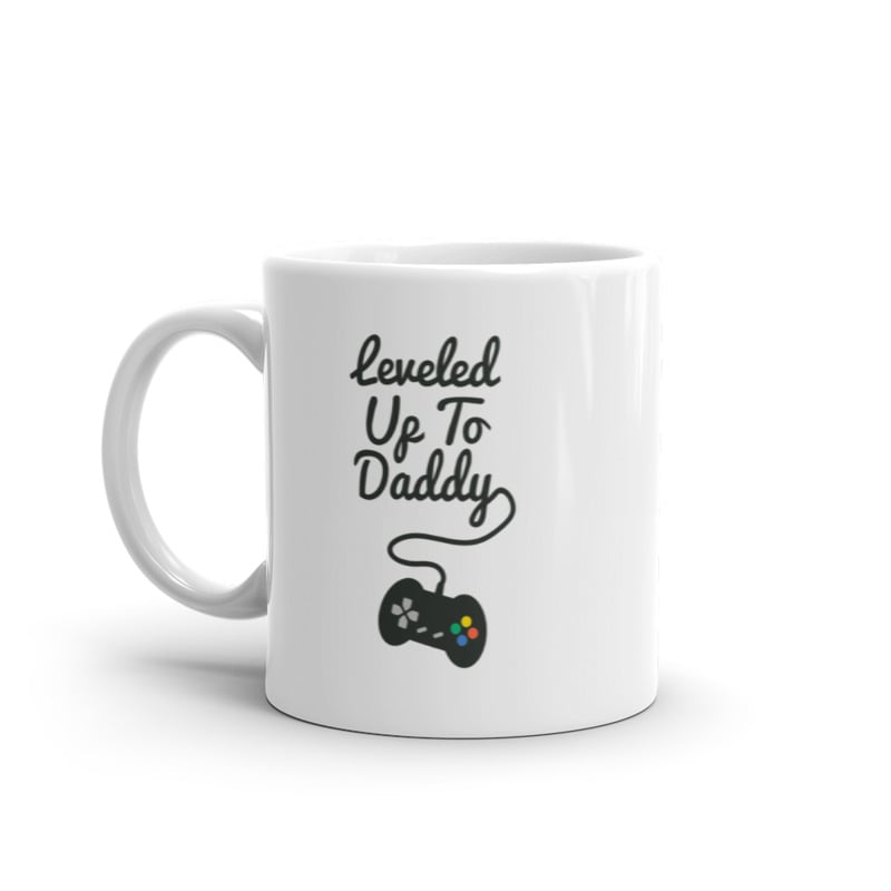 Leveled Up To Daddy Mug Funny Fathers Day Video Game Controller Graphic Novelty Coffee Cup-11oz Image 1