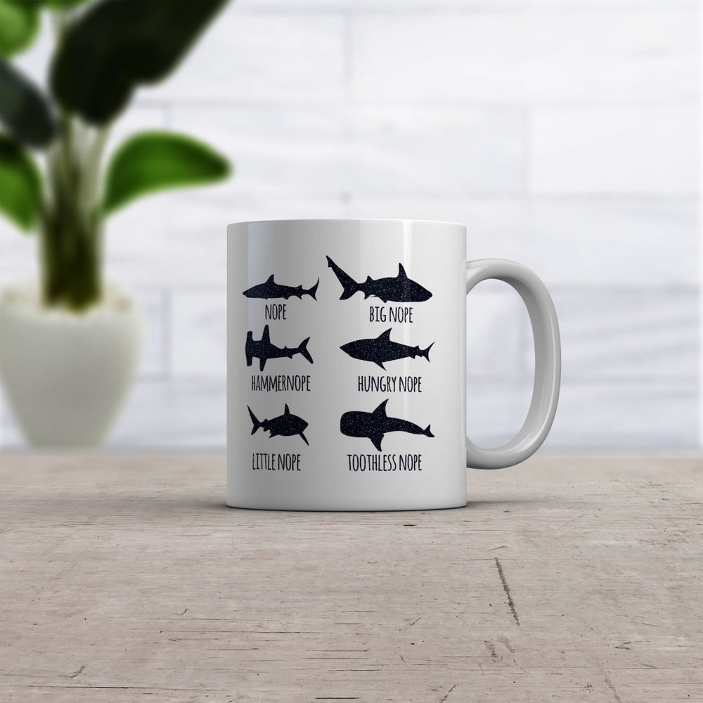 Nope Sharks Mug Funny Sarcastic Shark Types Graphic Novelty Coffee Cup-11oz Image 2