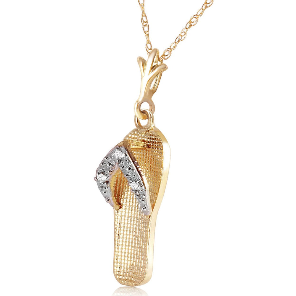 0.02 Carat 14k Solid Gold Necklace with Natural Diamond Accented Flip Flop Pendant Image 2
