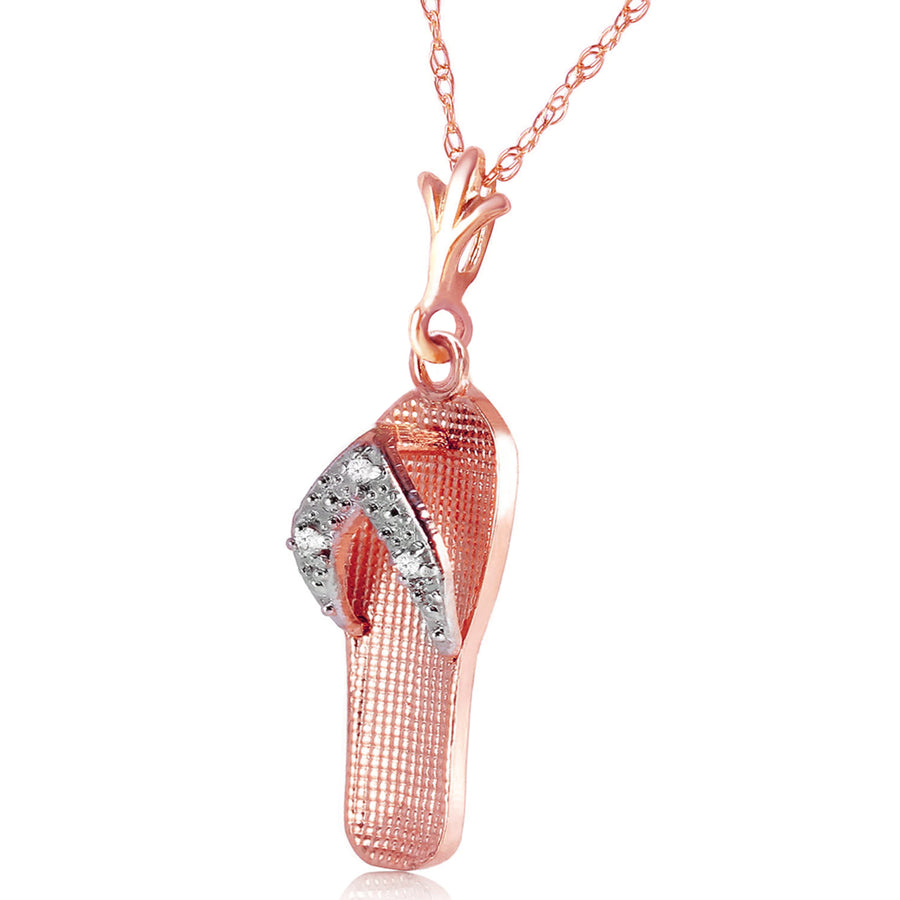 0.02 Carat 14k Solid Rose Gold Necklace with Natural Diamond Accented Flip Flop Pendant Image 1
