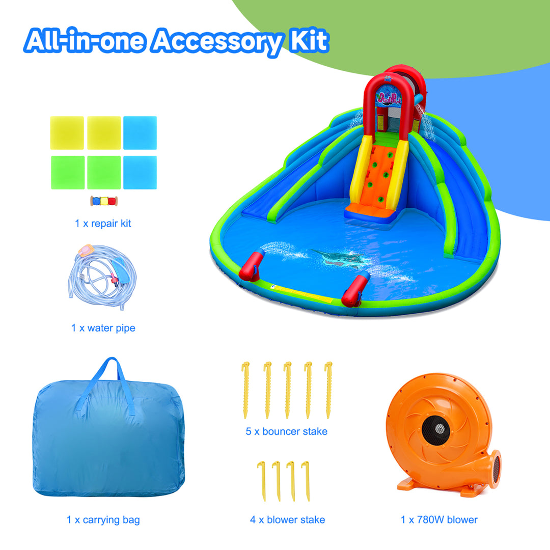 Inflatable Bounce House Water Splash Pool Dual Slide Climbing Wall Image 9