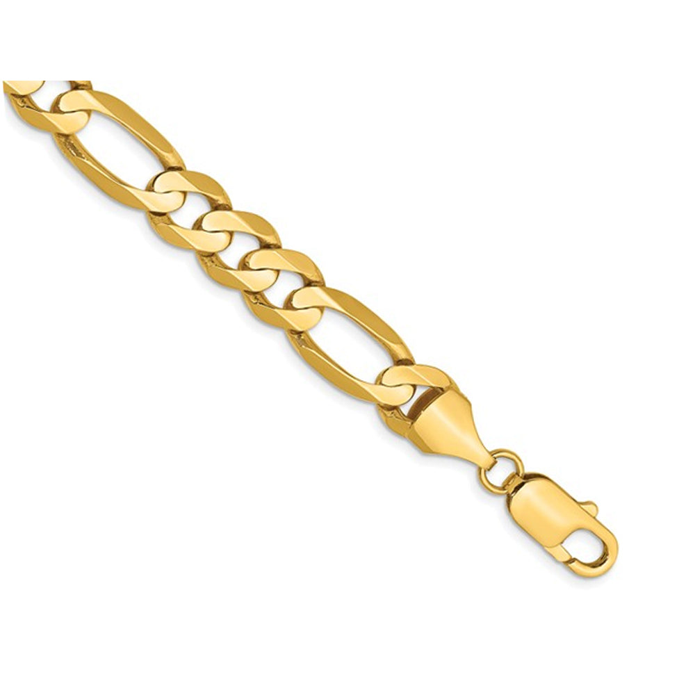 Mens 14K Yellow Gold Concave Figaro Bracelet 9 Inches (8.75mm Thick) Image 2