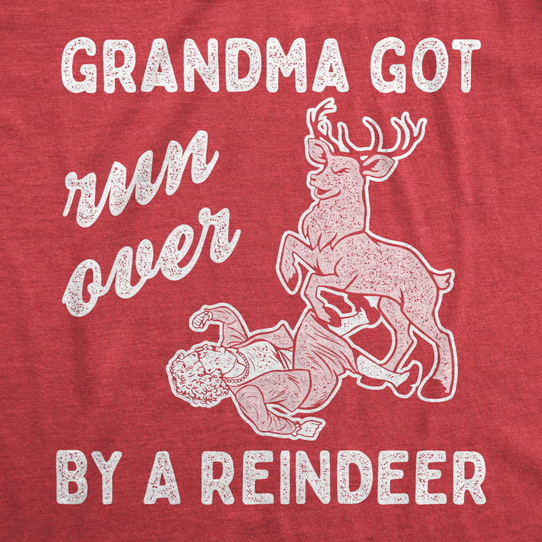 Womens Grandma Got Run Over By A Reindeer T Shirt Funny Christmas Tee Hilarious Gag Gift Image 2