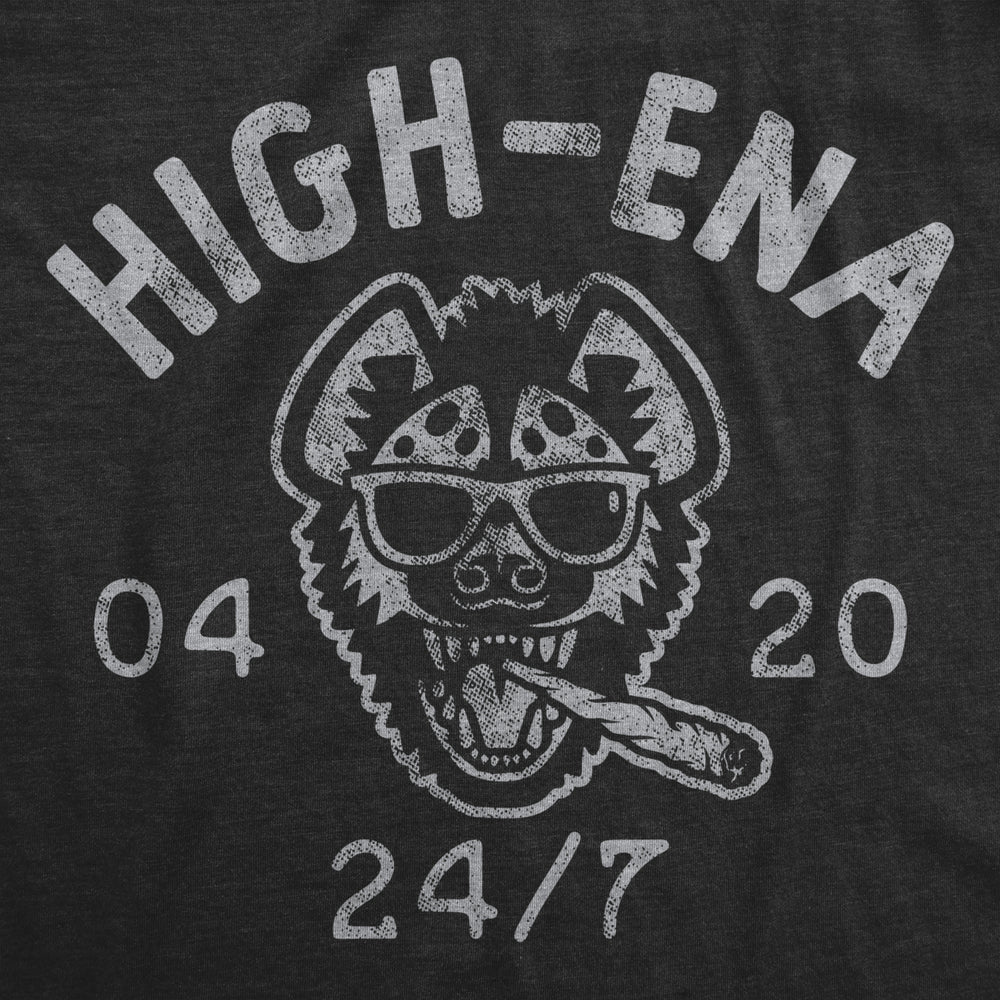 Mens High-Ena T Shirt Funny Sarcastic 420 Weed Smoking Hyena Graphic Tee For Guys Image 2