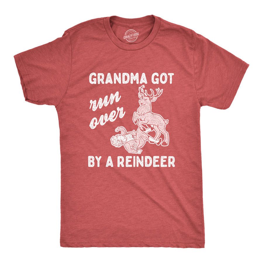 Mens Grandma Got Run Over By A Reindeer T Shirt Funny Christmas Tee Hilarious Gag Gift Image 1