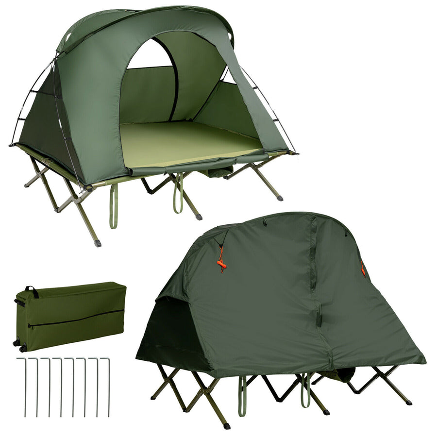 2-Person Outdoor Camping Tent Cot Elevated Compact Tent Set W/ External Cover Image 1