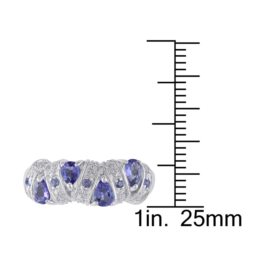 1/2 Carat (ctw) Tanzanite Pave Ring in Sterling Silver Image 3