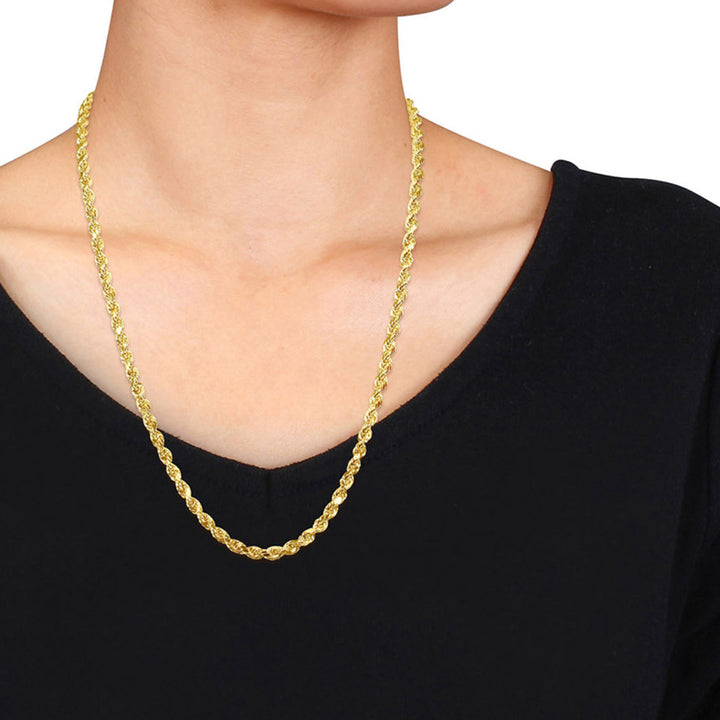 14k Yellow Gold Rope Chain Necklace (24 Inches) Image 3