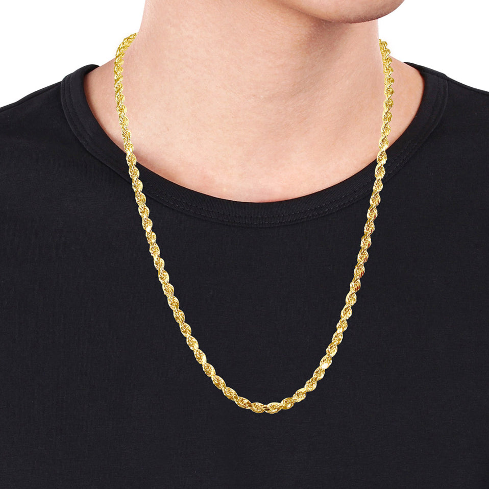 14k Yellow Gold Rope Chain Necklace (24 Inches) Image 4