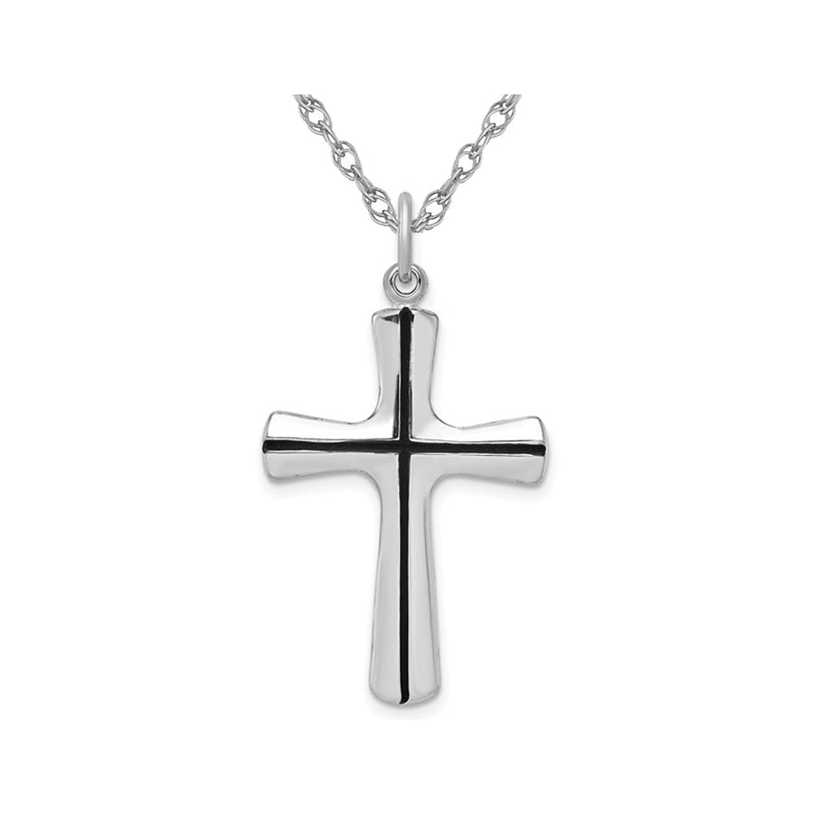 Sterling Silver Polished Cross Pendant Necklace with Chain Image 1