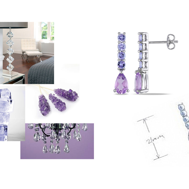 2.55 Carat (ctw) Amethyst and Tanzanite drop Earrings in Sterling Silver Image 4