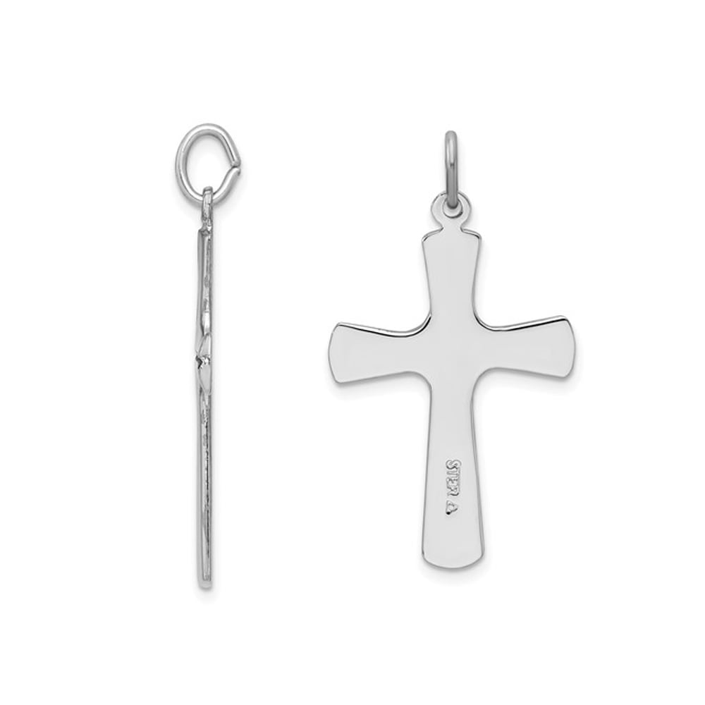 Sterling Silver Polished Cross Pendant Necklace with Chain Image 2