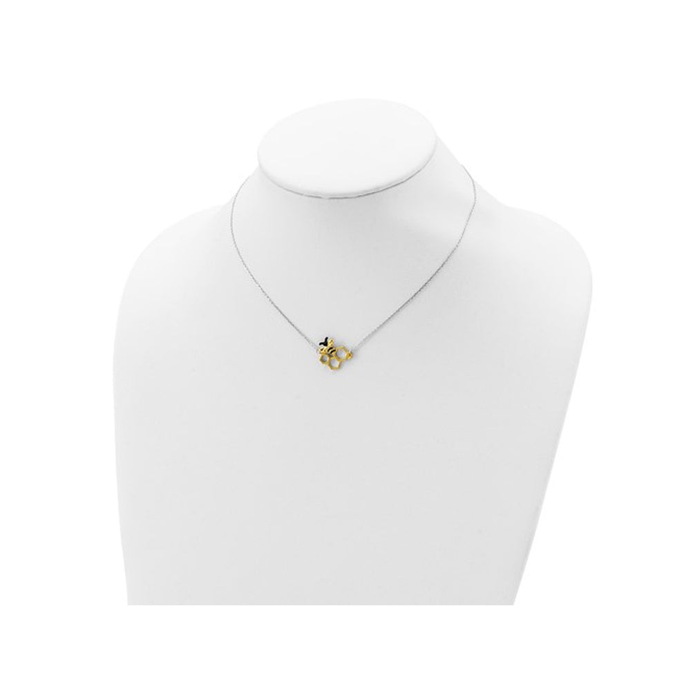 Yellow Bee Charm Pendant Necklace in Yellow Plated Sterling Silver with Chain Extension Image 3