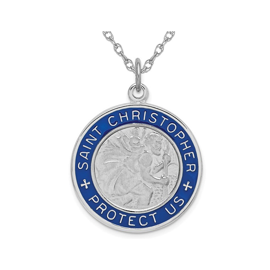 Saint Christopher Medal Pendant Necklace in Sterling Silver with Chain Image 1