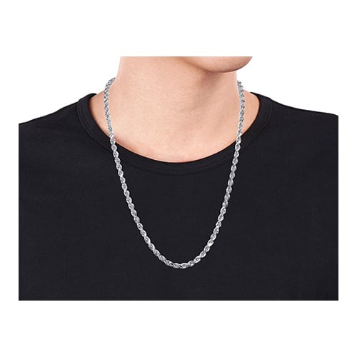 18 Inch Rope Chain Necklace in Sterling Silver (5mm) Image 4