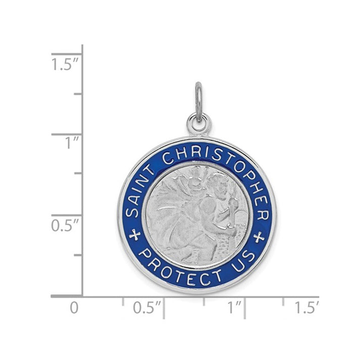 Saint Christopher Medal Pendant Necklace in Sterling Silver with Chain Image 3
