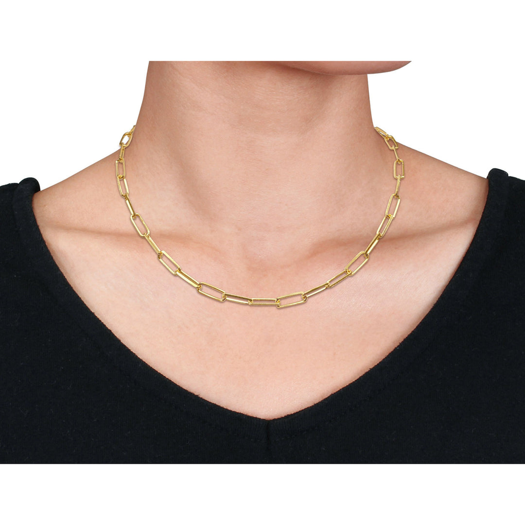 Diamond-Cut Paperclip Chain Necklace in 18K Yellow Gold Plated Sterling Silver (18 Inches) Image 4