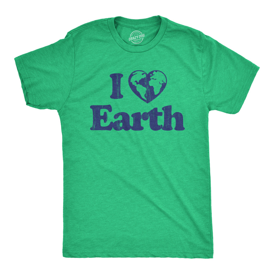 Mens I Heart Earth T Shirt Funny Cool Earth Day Nature Lovers Novelty Tee For Guys Image 1