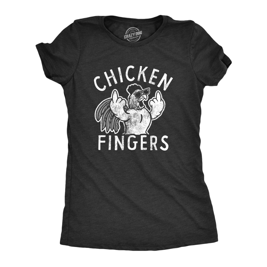 Womens Chicken Fingers T Shirt Funny Sarcastic Offensive Middle Finger Tee For Ladies Image 1