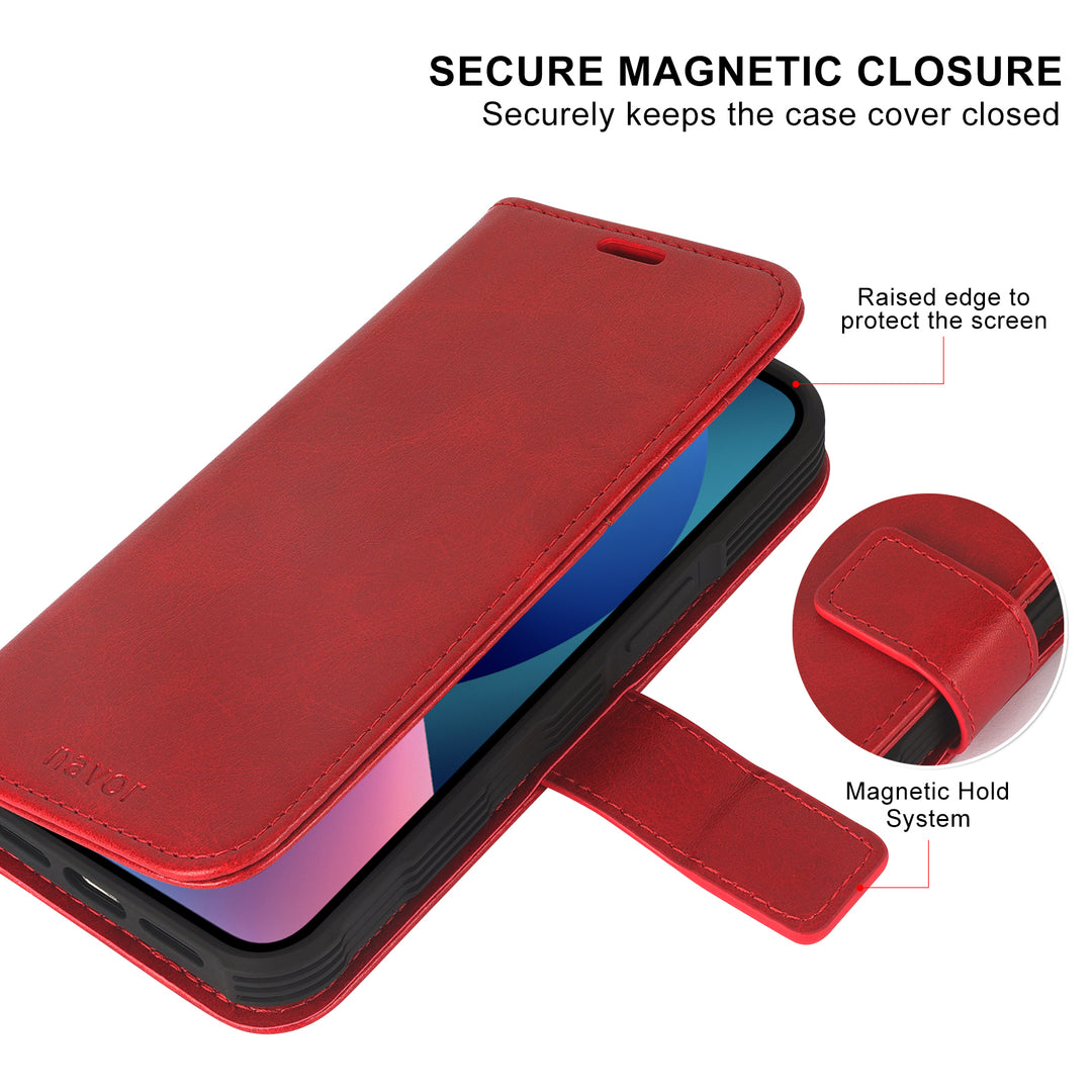 navor Detachable Magnetic Wallet Case with Wrist Strap Compatible with iPhone 13 Pro 6.1 inch Folio with RFID Protection Image 4