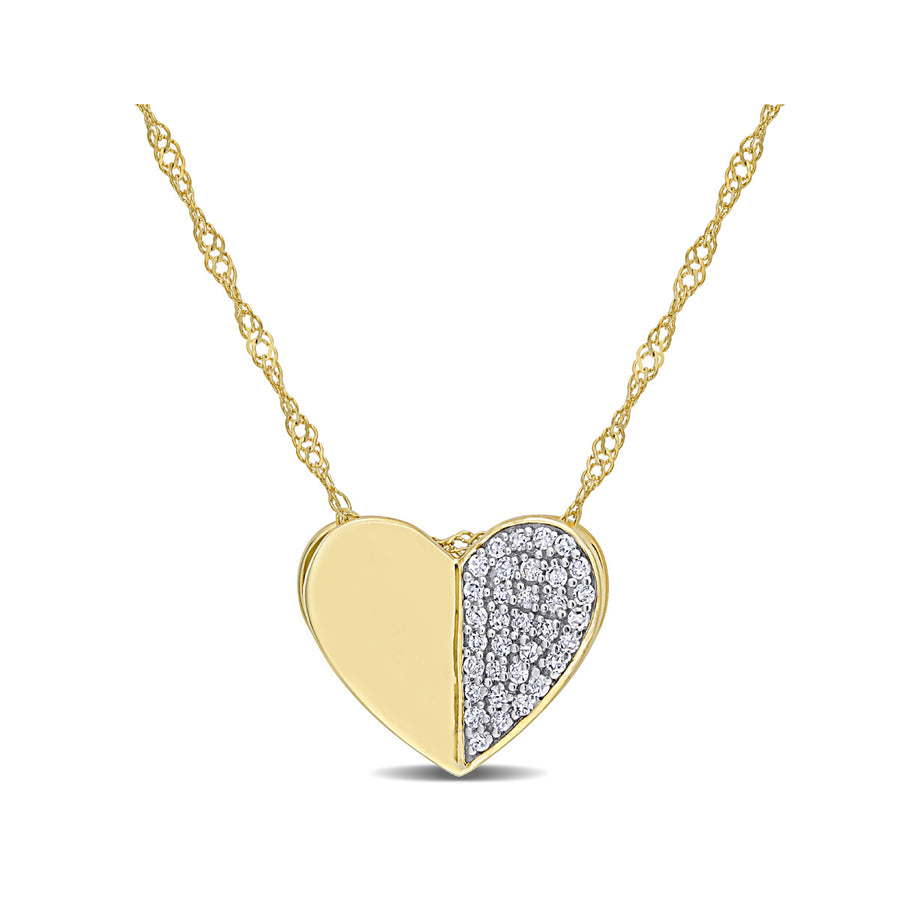 1/10 Carat (ctw) Diamond Heart Pendant Necklace in 10K Yellow Gold with Chain Image 1